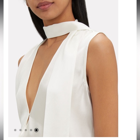 MICHELLE MASON Satin Tie Neck Blouse Ivory size 4- EUC - Picture 2 of 15